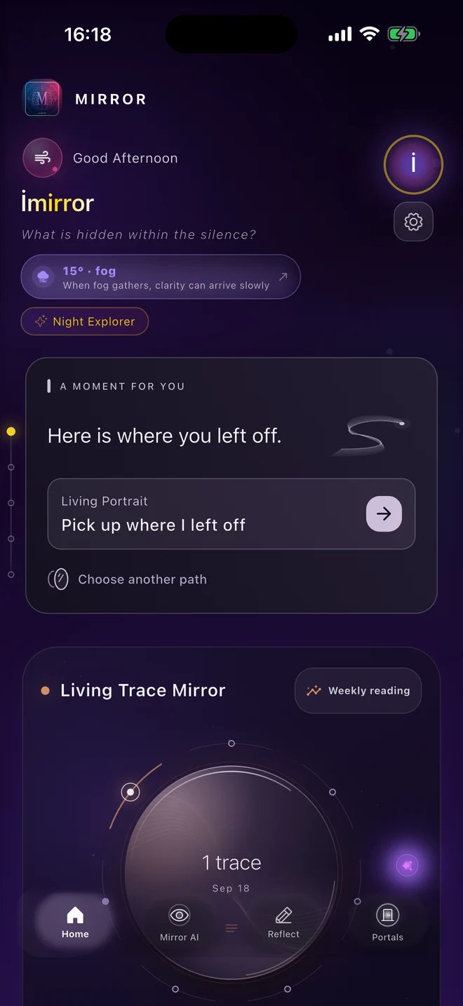 MirrorID app home screen