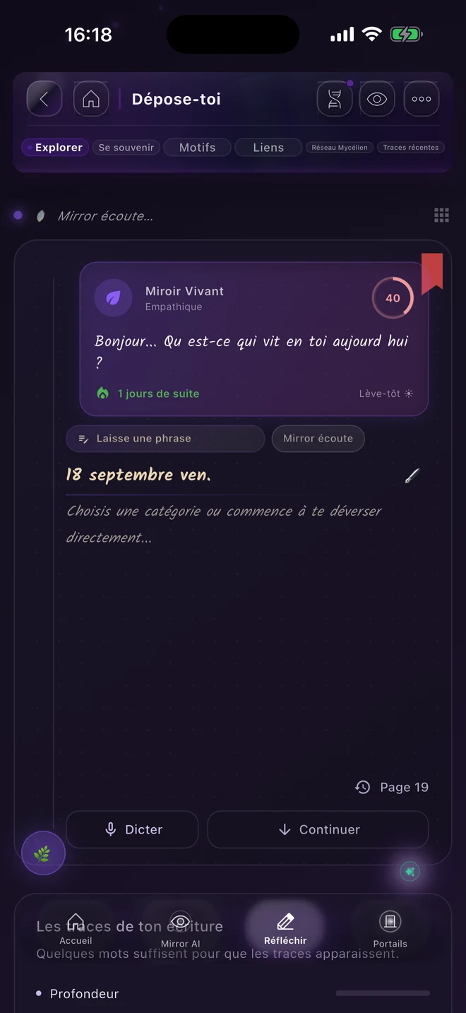 Espace d’écriture de Mirror