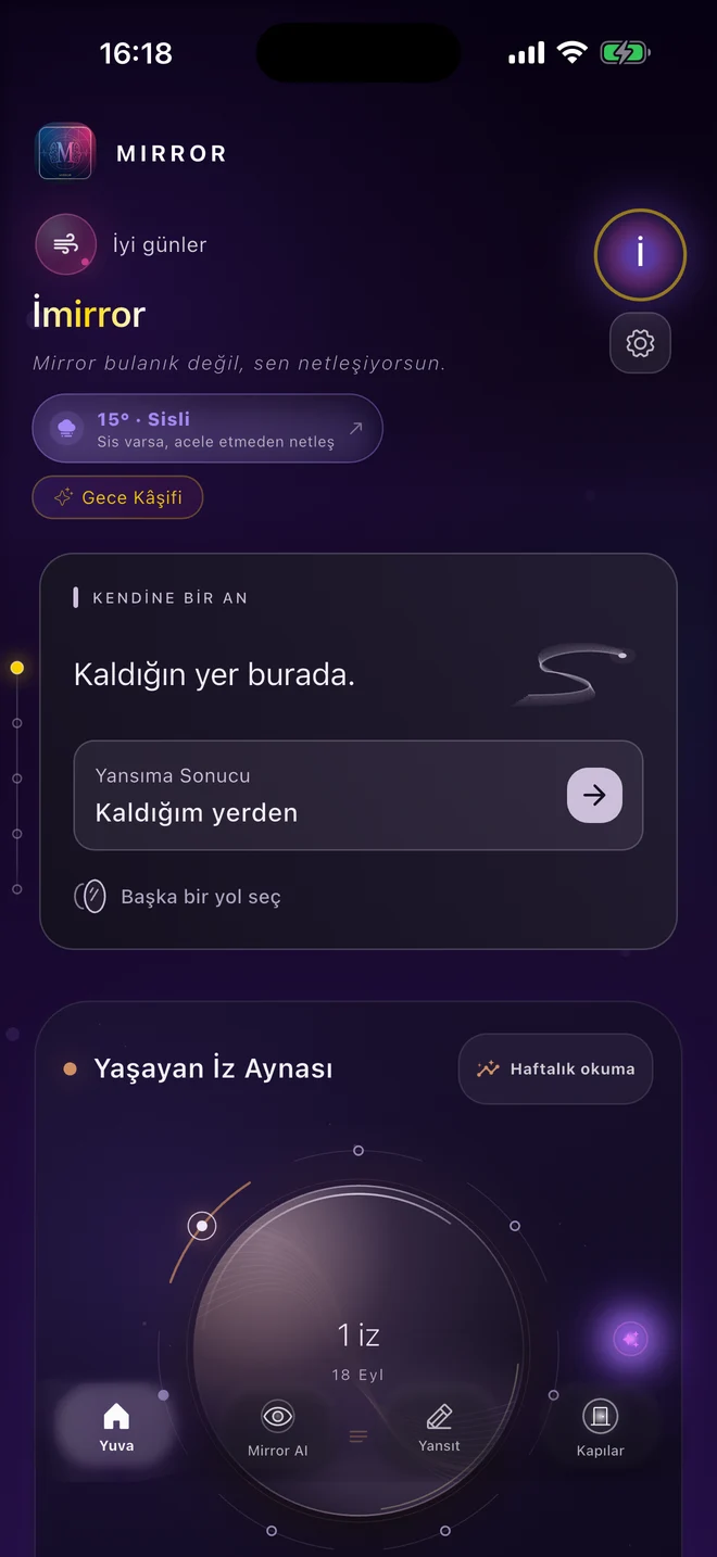 MirrorID uygulamasının ana ekranı